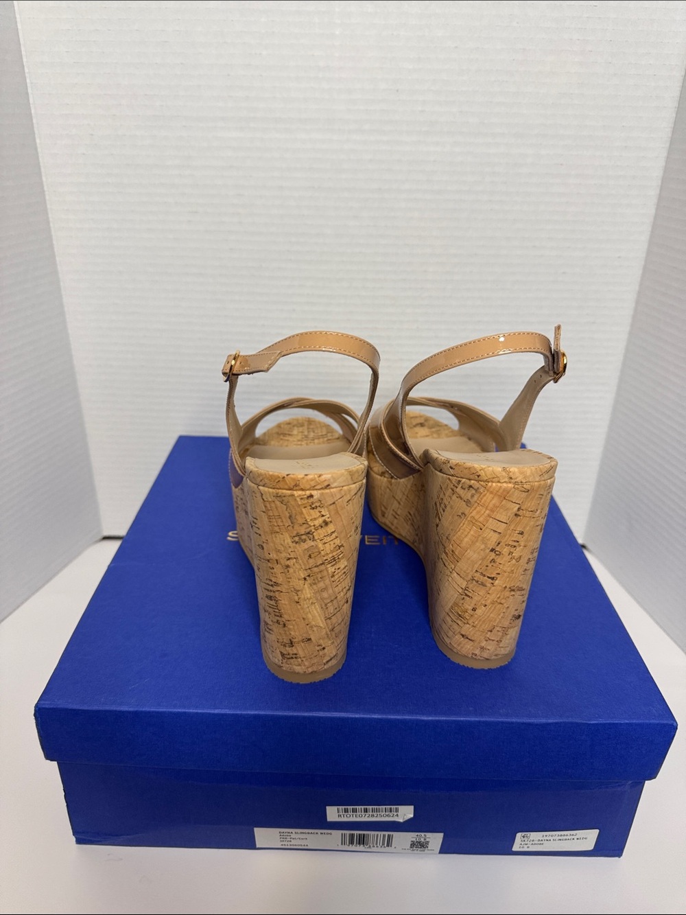 Stuart Weitzman Tan Cork Wedge Slingback Sandals - Women - Picture 3 of 7